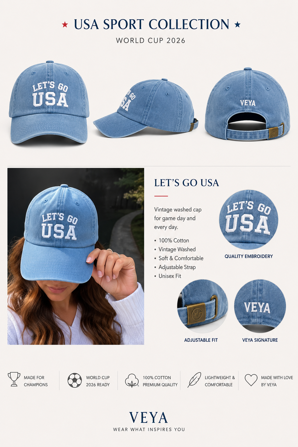 Let’s Go USA Vintage Washed Cap