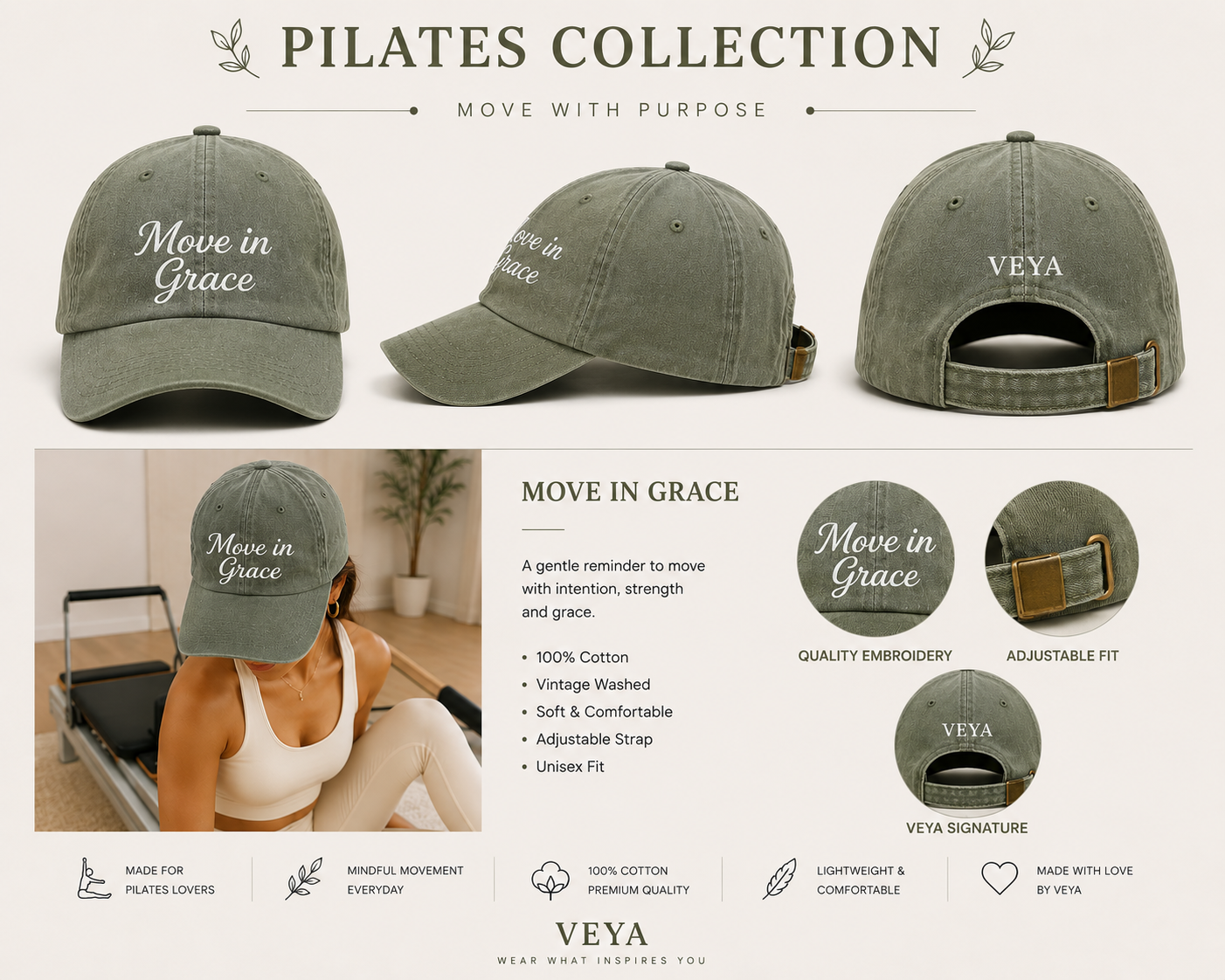 Move in Grace Vintage Washed Cap